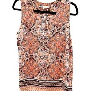 Violet & Clair Dressy Tank Tunic Orange Navy White Size Large